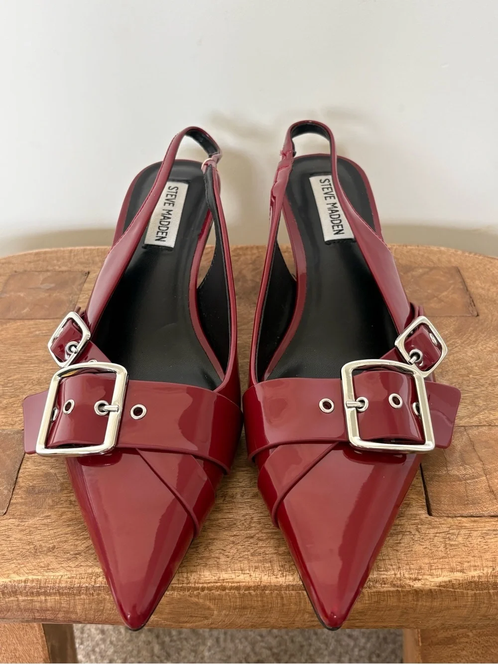 Steve Madden Lezley Kitten Heel Slingback Pump Red Patent Size 8.5
